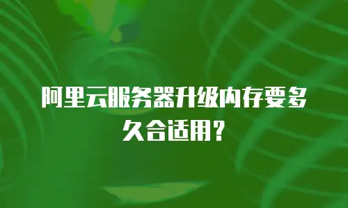 阿里云服务器升级内存要多久合适用？