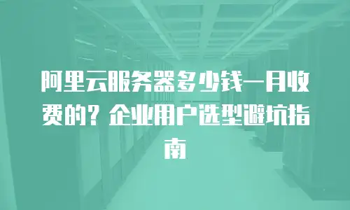 阿里云服务器多少钱一月收费的？企业用户选型避坑指南