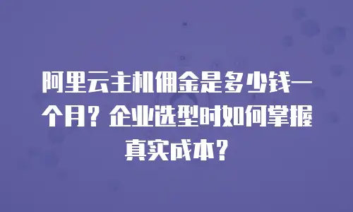 阿里云主机佣金是多少钱一个月？企业选型时如何掌握真实成本？
