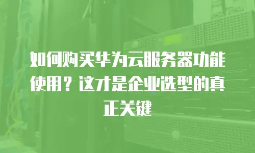 如何购买华为云服务器功能使用？这才是企业选型的真正关键