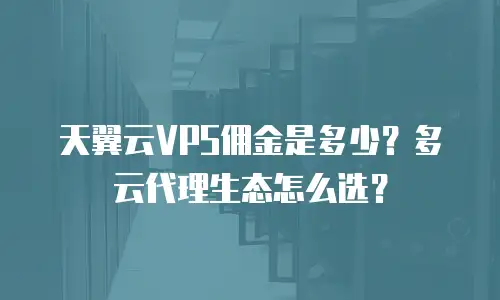 天翼云VPS佣金是多少？多云代理生态怎么选？