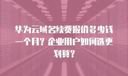 华为云域名续费报价多少钱一个月？企业用户如何选更划算？