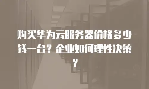 购买华为云服务器价格多少钱一台？企业如何理性决策？
