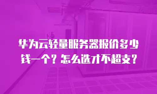华为云轻量服务器报价多少钱一个？怎么选才不超支？