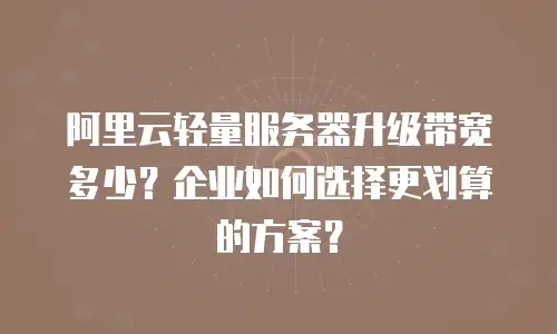 阿里云轻量服务器升级带宽多少？企业如何选择更划算的方案？
