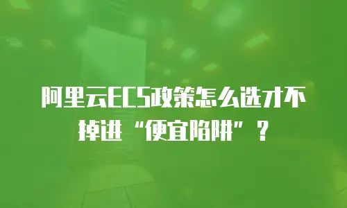 阿里云ECS政策怎么选才不掉进“便宜陷阱”？