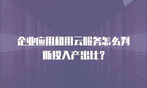 企业应用租用云服务怎么判断投入产出比？