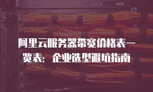 阿里云服务器带宽价格表一览表：企业选型避坑指南
