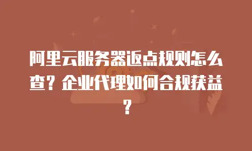 阿里云服务器返点规则怎么查？企业代理如何合规获益？