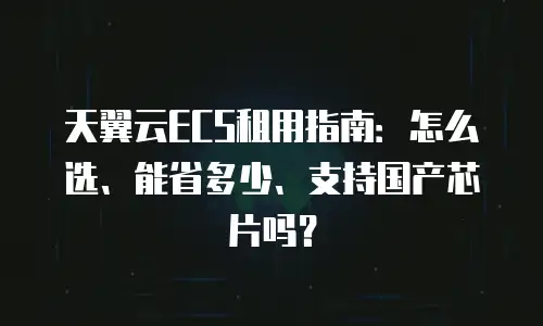 天翼云ECS租用指南：怎么选、能省多少、支持国产芯片吗？