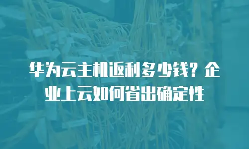华为云主机返利多少钱？企业上云如何省出确定性
