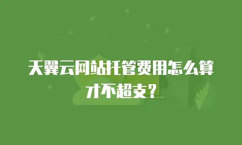 天翼云网站托管费用怎么算才不超支？