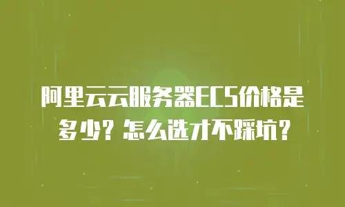 阿里云云服务器ECS价格是多少？怎么选才不踩坑？