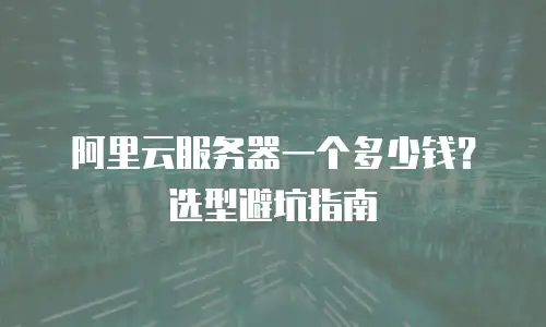 阿里云服务器一个多少钱？选型避坑指南