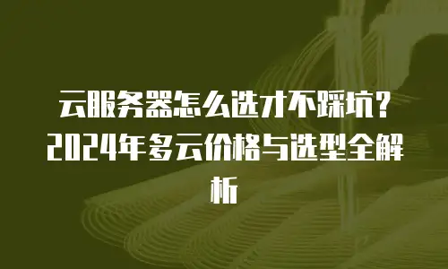 云服务器怎么选才不踩坑？2024年多云价格与选型全解析
