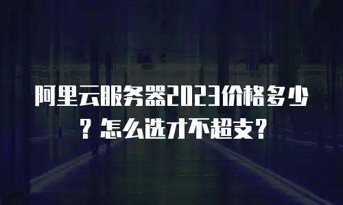 阿里云服务器2023价格多少？怎么选才不超支？
