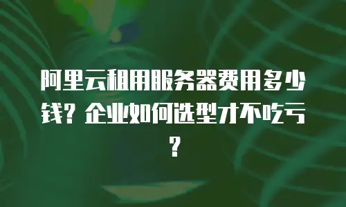 阿里云租用服务器费用多少钱？企业如何选型才不吃亏？