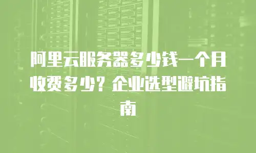 阿里云服务器多少钱一个月收费多少？企业选型避坑指南