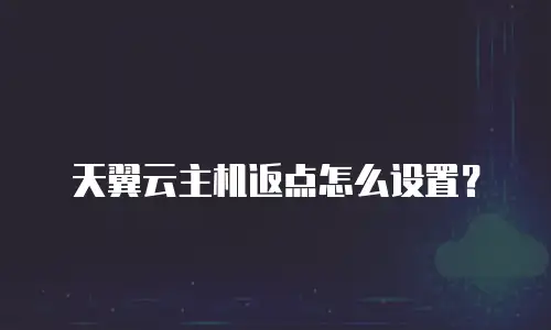 天翼云主机返点怎么设置？