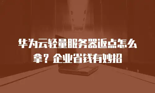 华为云轻量服务器返点怎么拿？企业省钱有妙招