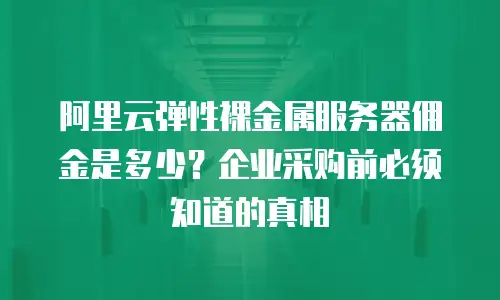 阿里云弹性裸金属服务器佣金是多少？企业采购前必须知道的真相