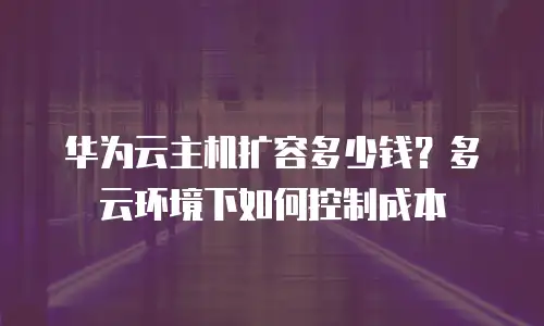 华为云主机扩容多少钱？多云环境下如何控制成本
