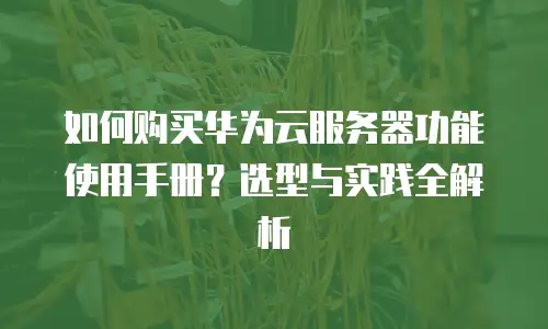 如何购买华为云服务器功能使用手册？选型与实践全解析