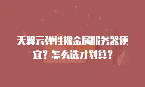 天翼云弹性裸金属服务器便宜？怎么选才划算？