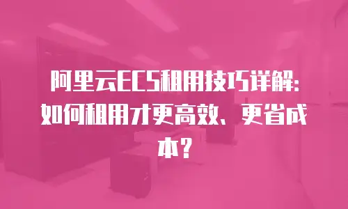 阿里云ECS租用技巧详解：如何租用才更高效、更省成本？