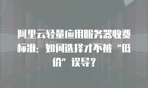 阿里云轻量应用服务器收费标准：如何选择才不被“低价”误导？