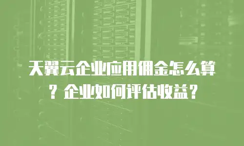 天翼云企业应用佣金怎么算？企业如何评估收益？
