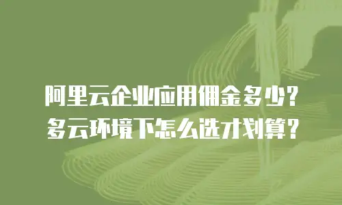 阿里云企业应用佣金多少？多云环境下怎么选才划算？