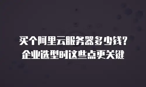 买个阿里云服务器多少钱？企业选型时这些点更关键