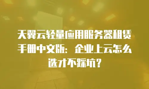 天翼云轻量应用服务器租赁手册中文版：企业上云怎么选才不踩坑？