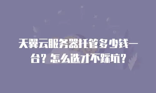 天翼云服务器托管多少钱一台？怎么选才不踩坑？
