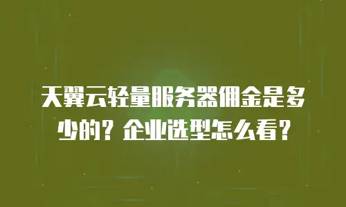天翼云轻量服务器佣金是多少的？企业选型怎么看？