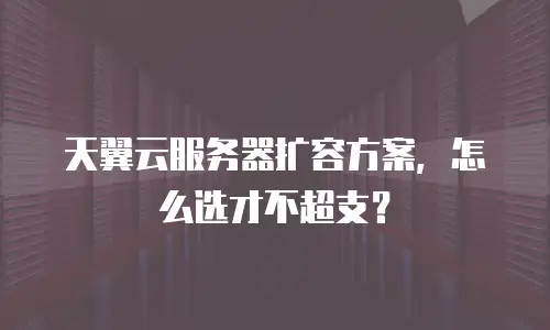 天翼云服务器扩容方案，怎么选才不超支？