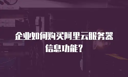企业如何购买阿里云服务器信息功能？