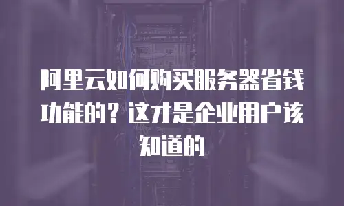 阿里云如何购买服务器省钱功能的？这才是企业用户该知道的