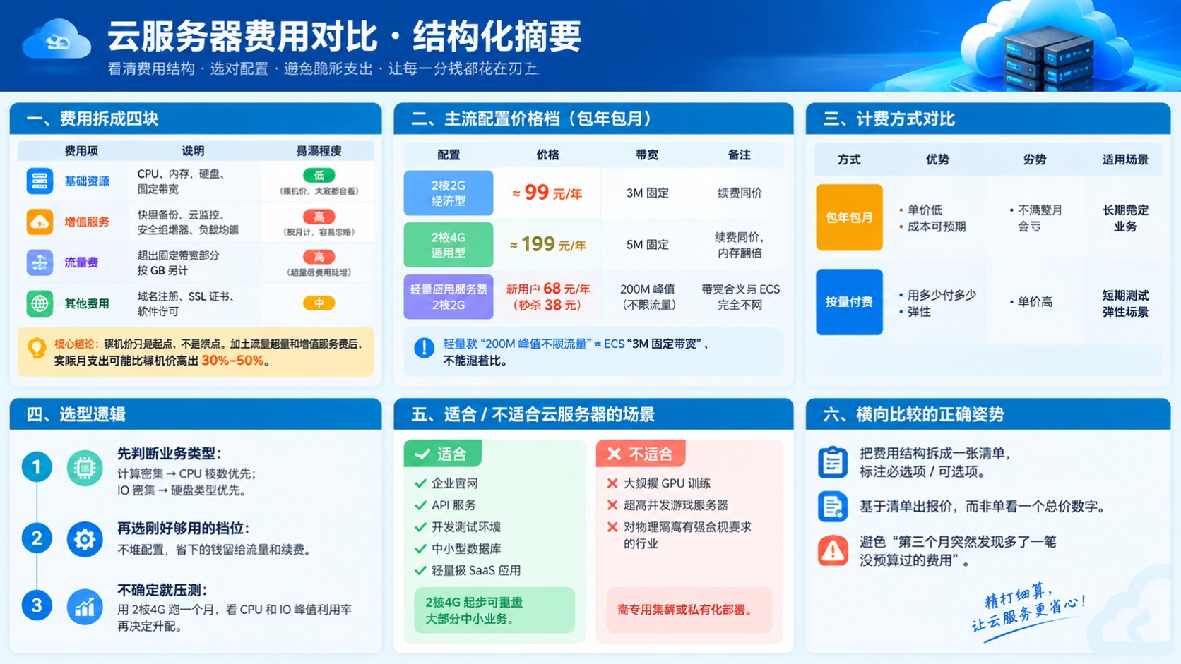 云服务器费用对比：价格构成与续费成本